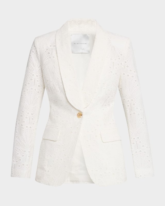 The Aria Single-Button Eyelet Cotton Jacket